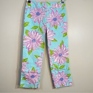 Vintage Lilly Pulitzer Floral Pink Blue Green Pants Size Womens 0